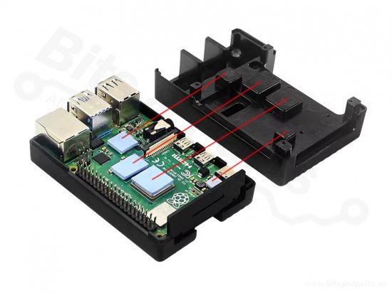 Raspberry Pi 4B Aluminum Case Black with 2 fans